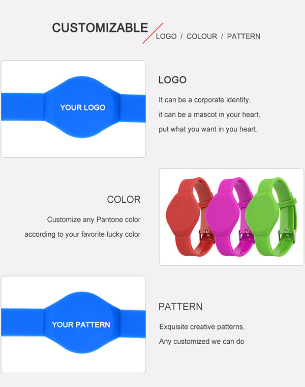 맞춤형 RFID 팔찌 PVC 팔찌 축제 팔찌 어린이 13.56mhz RFID 칩 RFID 손목밴드 3