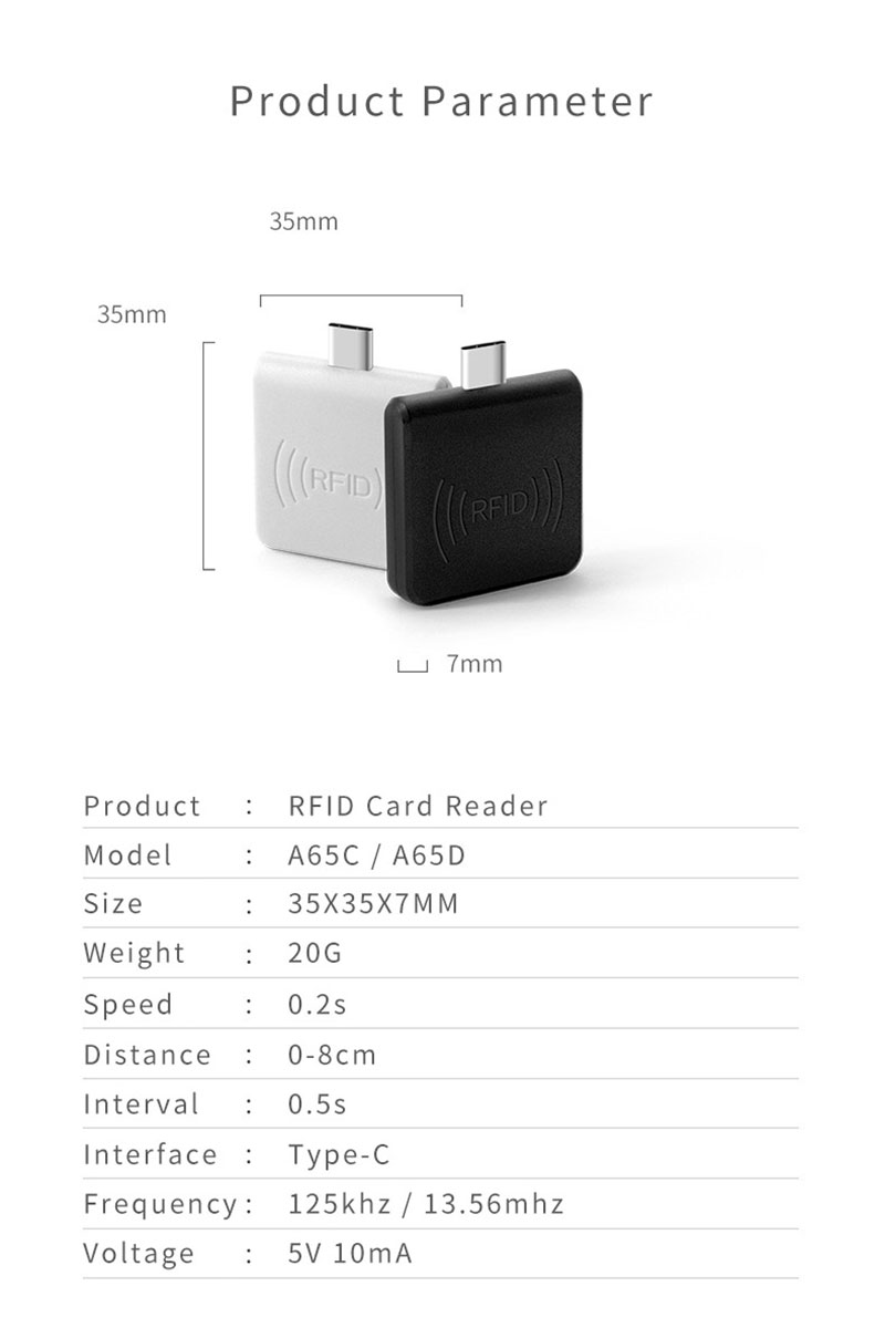 주파수 13.56mhz Android 휴대폰 마이크로칩 RFID 리더 11