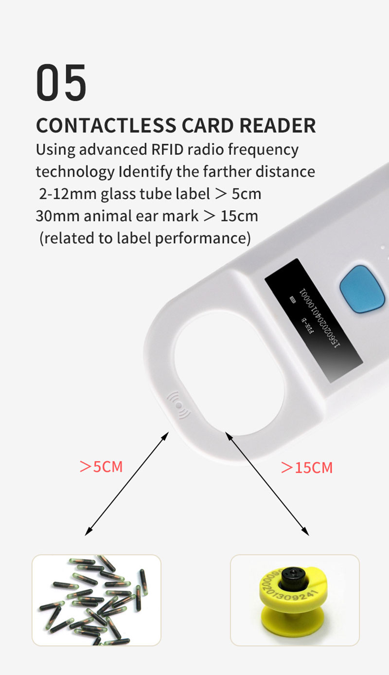 휴대용 소형 134.2Khz Rfid 동물 ID 리더 6