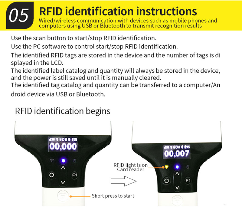 RFID 휴대용 UHF 리더기 915M 원격 창고 관리 검사기 9