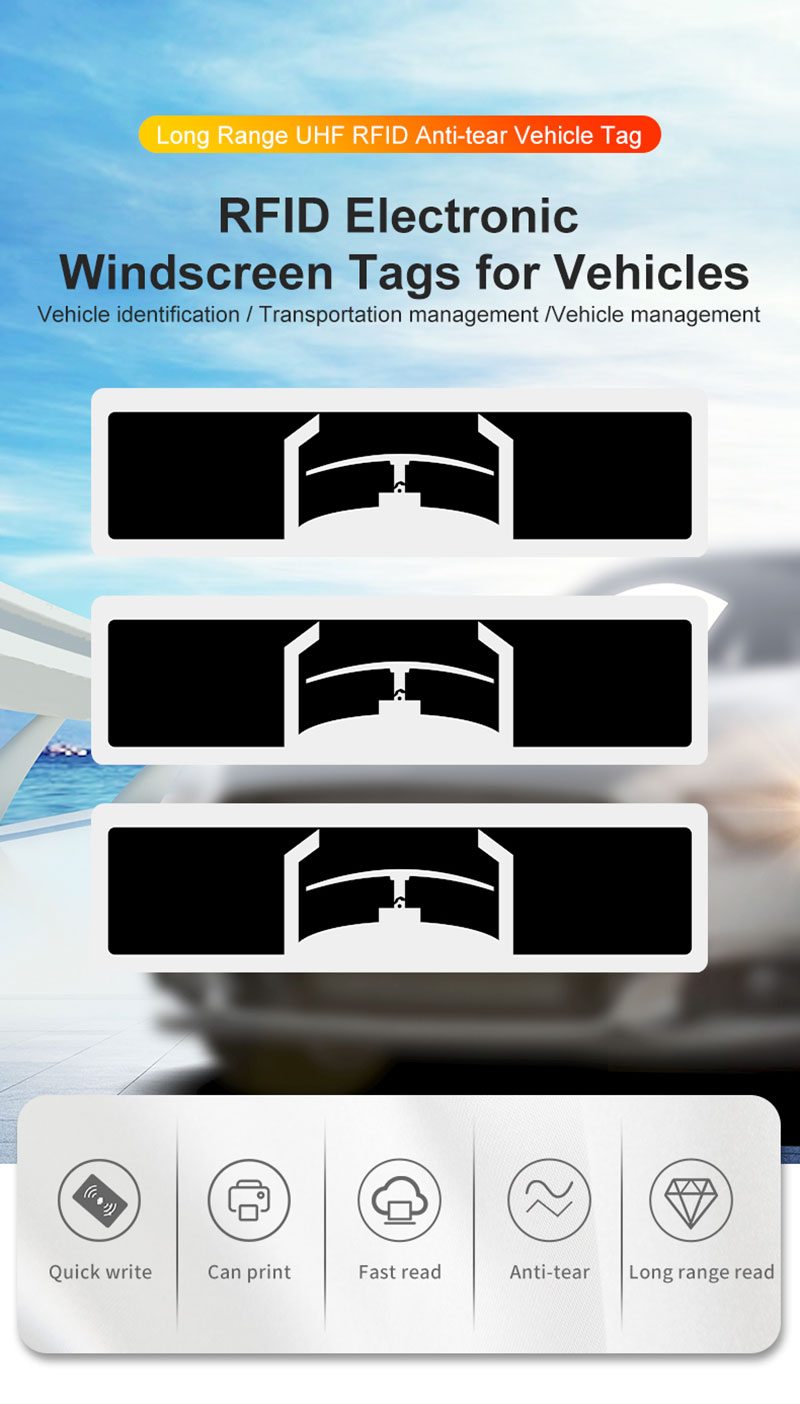 수동형 차량 128Bit EPC 장거리 RFID 태그 수동형 RFID 앞유리 태그