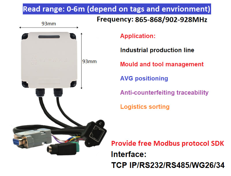 RFID 산업용 리더 Modbus 연결 PLC UHF RFID 915M 올인원 생산라인 관리 8