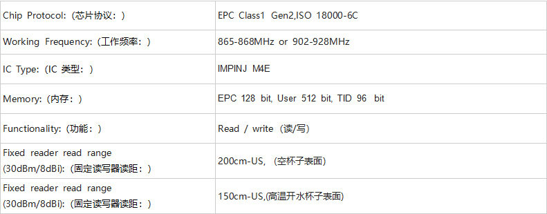 UHF 고온 방지 컵 라벨 지능형 디너 플레이트 RFID 라벨 3